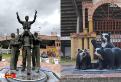 CON OSOS REEMPLAZARON EL MONUMENTO A CESAR RINCON EN DUITAMA.
