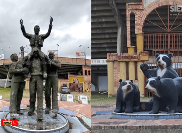 CON OSOS REEMPLAZARON EL MONUMENTO A CESAR RINCON EN DUITAMA.