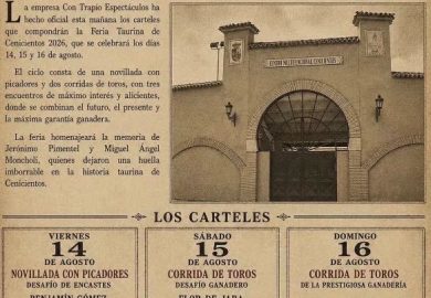 HOMENAJE  A DON J. PIMENTEL Y M. A. MONCHOLI EN CENICIENTOS CON PRESENCIA DE TOREROS DE COLOMBIA Y PERU